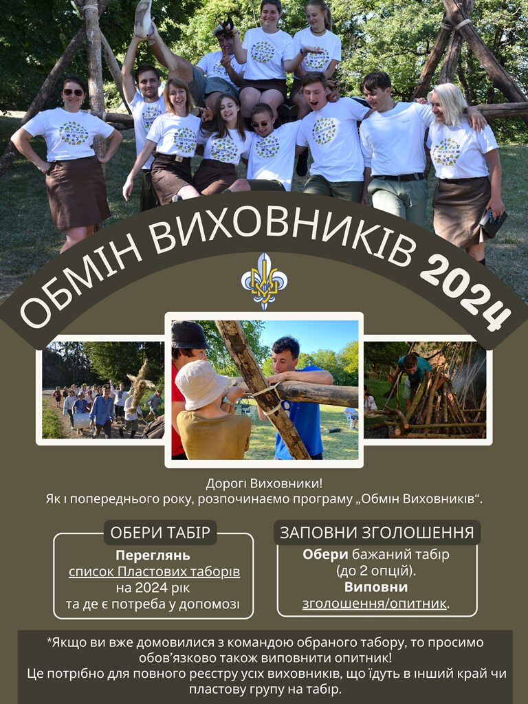 Зголошення на Обмін Виховників на пластове літо 2024